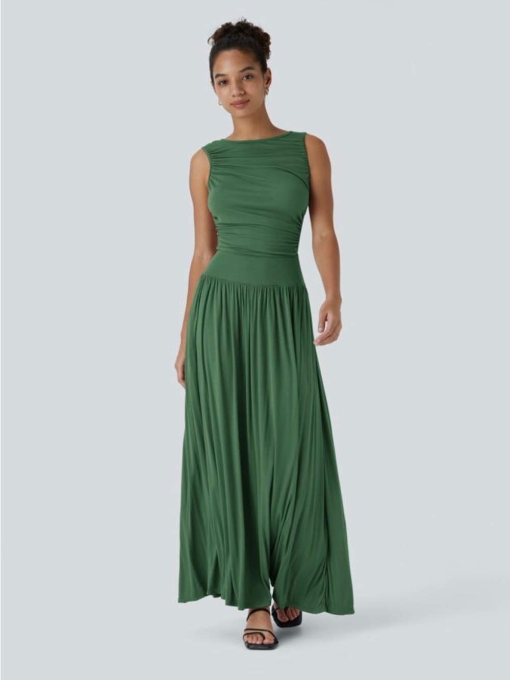 HALARA Olive Green Sleeveless Maxi Dress